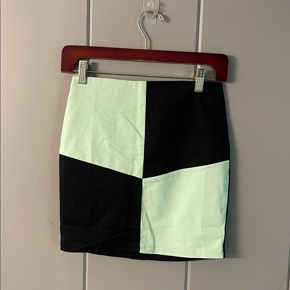 NWT Princess Polly Skirt Black Green Color block Mod Skater Punk Festival Retro